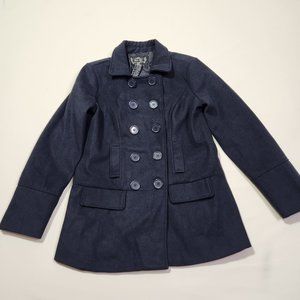 Outer Edge Double Breasted Pea Coat Blue Size Small